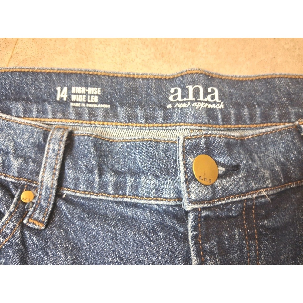 A.N.A. High Rise Wide Leg Jeans Womens Size 14 Barrel - Picture 6 of 10